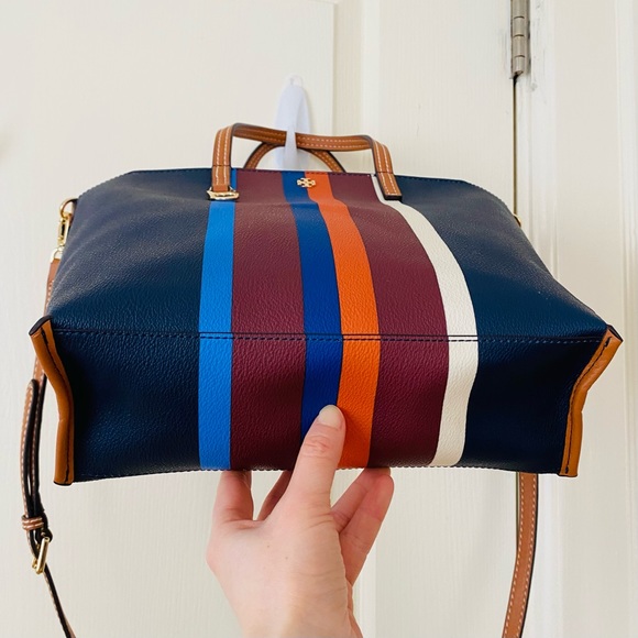 Tory Burch Kerrington Colorful Stripe Leather Tote/Crossbody Bag (medium size) - Picture 6 of 13
